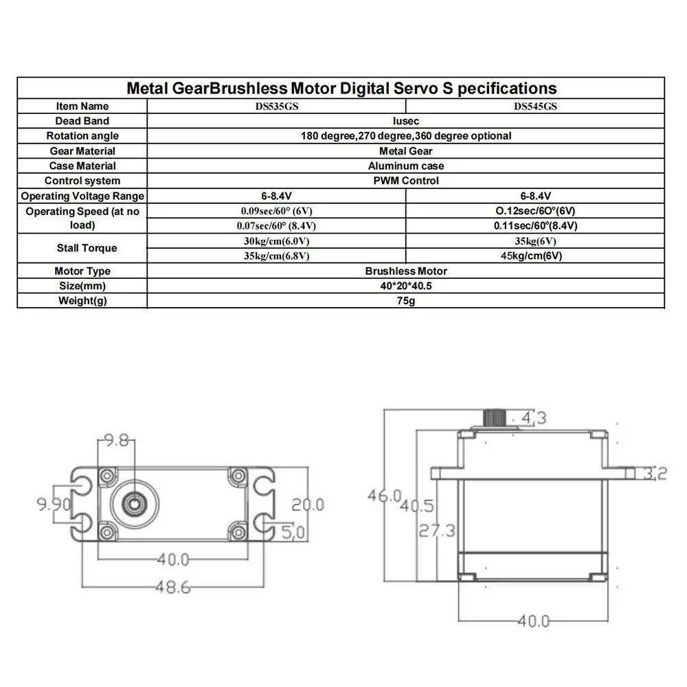 E-Power RC Robot Coreless Servo Motor المواد المعدنية ميزات مقاومة للماء لأجزاء RC وملحقاتها