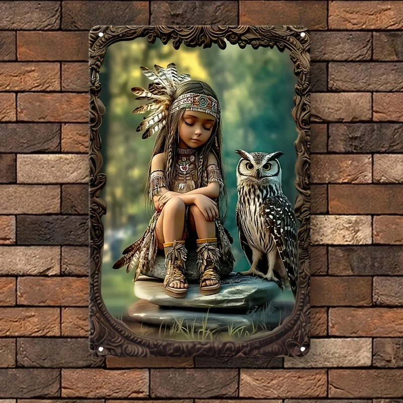 

1pc, Metal Aluminum Sign Wall Hanging 7.87inch X 11.81inch, 2D Gift Indian Girl, Square Decoration, Square Sign, Square Gift