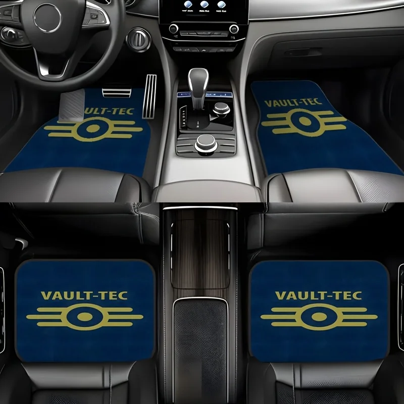 Juego de 4, alfombrillas de goma para coche con un diseño inspirado en el videojuego Fallout Vault Tec, alfombra versátil, para mantener, Pet-Fr