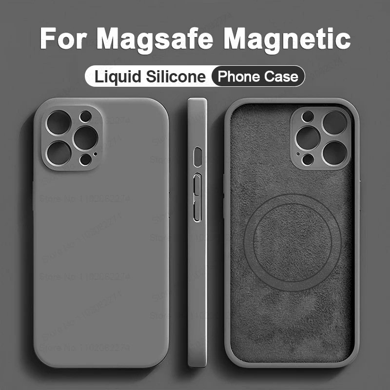 Luxury Liquid Silicone Magnetic Case for iPhone 11 13 12 14 15 Pro Max Plus for Magsafe Case Wireless Charging Cover Accessories