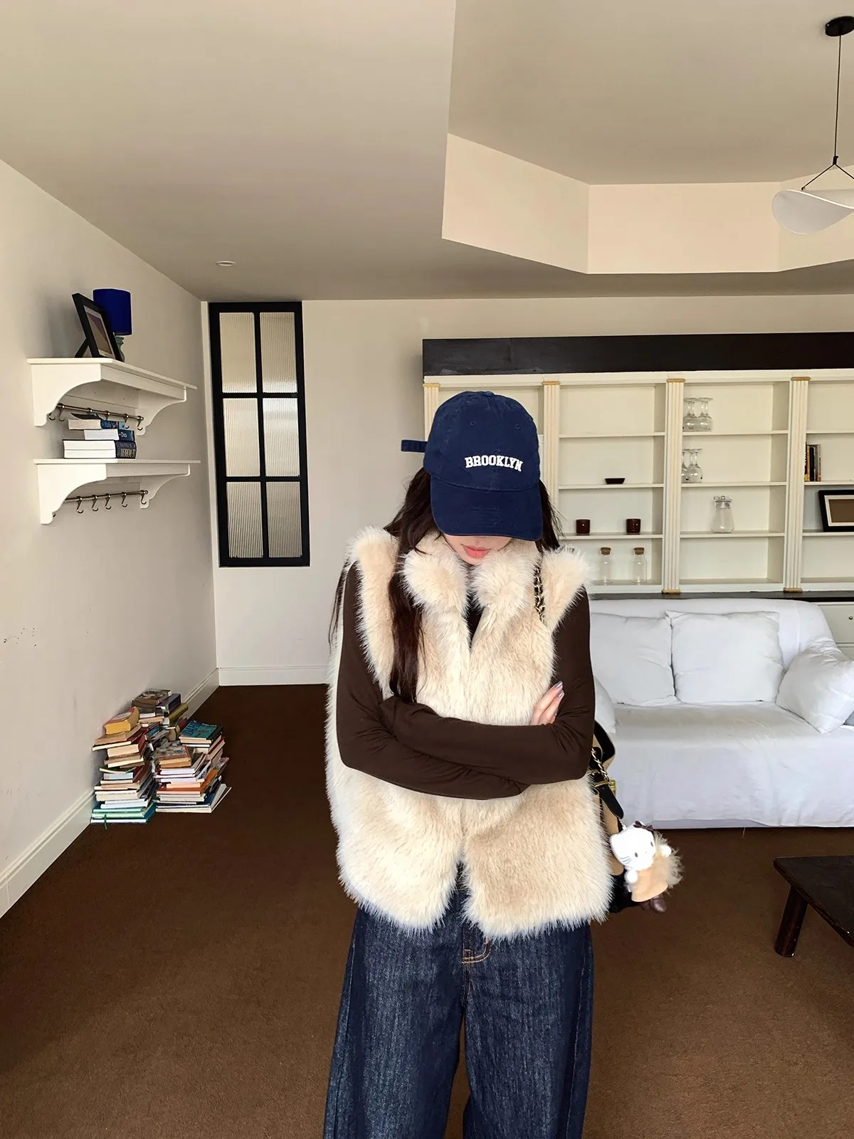 Coletes grossos das mulheres duplo breasted com cadeira inverno velo acolchoado sem costura relaxado aconchegante sem mangas officewear femme