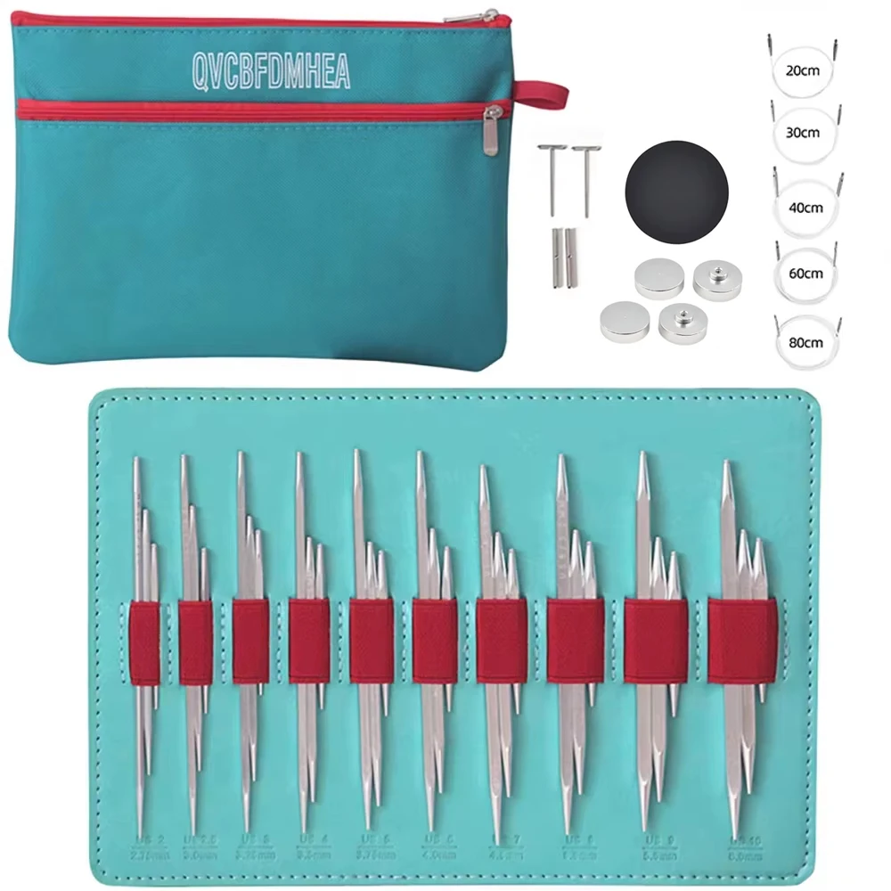 

10Pairs Alumina Square Detachable Circular Needle 5+8+11.5cm Knitting Needles Hooks Weaving Yarn Craft Tools Knitted Accessories