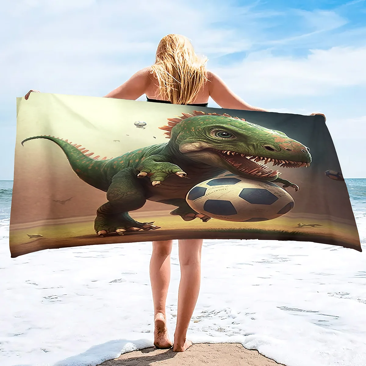 

Dinosaur Beach Towel for Kids,Super Absorbent Quick Dry Microfiber ,Soft Sand Free Pool Swim Bath Picnic