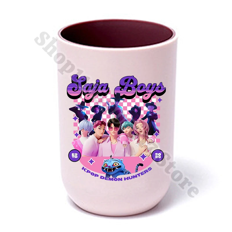 KPop شيطان الصيادين فتاة كوب فرشاة الأسنان البلاستيكية الأطفال الكرتون لطيف غسول الفم أكواب الاطفال أنيمي المحمولة شطف القدح هدية الكريسماس #2