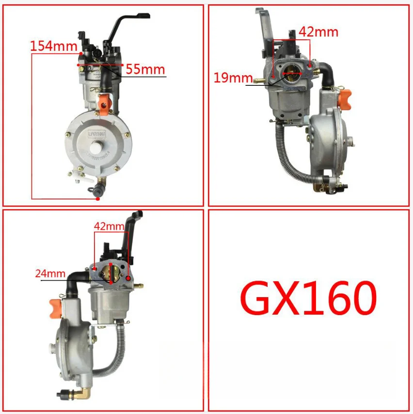 Carburetor For 2KW 2.5KW 3KW 168F 170F GX160 GX200 168F 170F LPG NG CNG Gas Gasoline Dual Fuel Generator Gas Carburetor Hot Sale