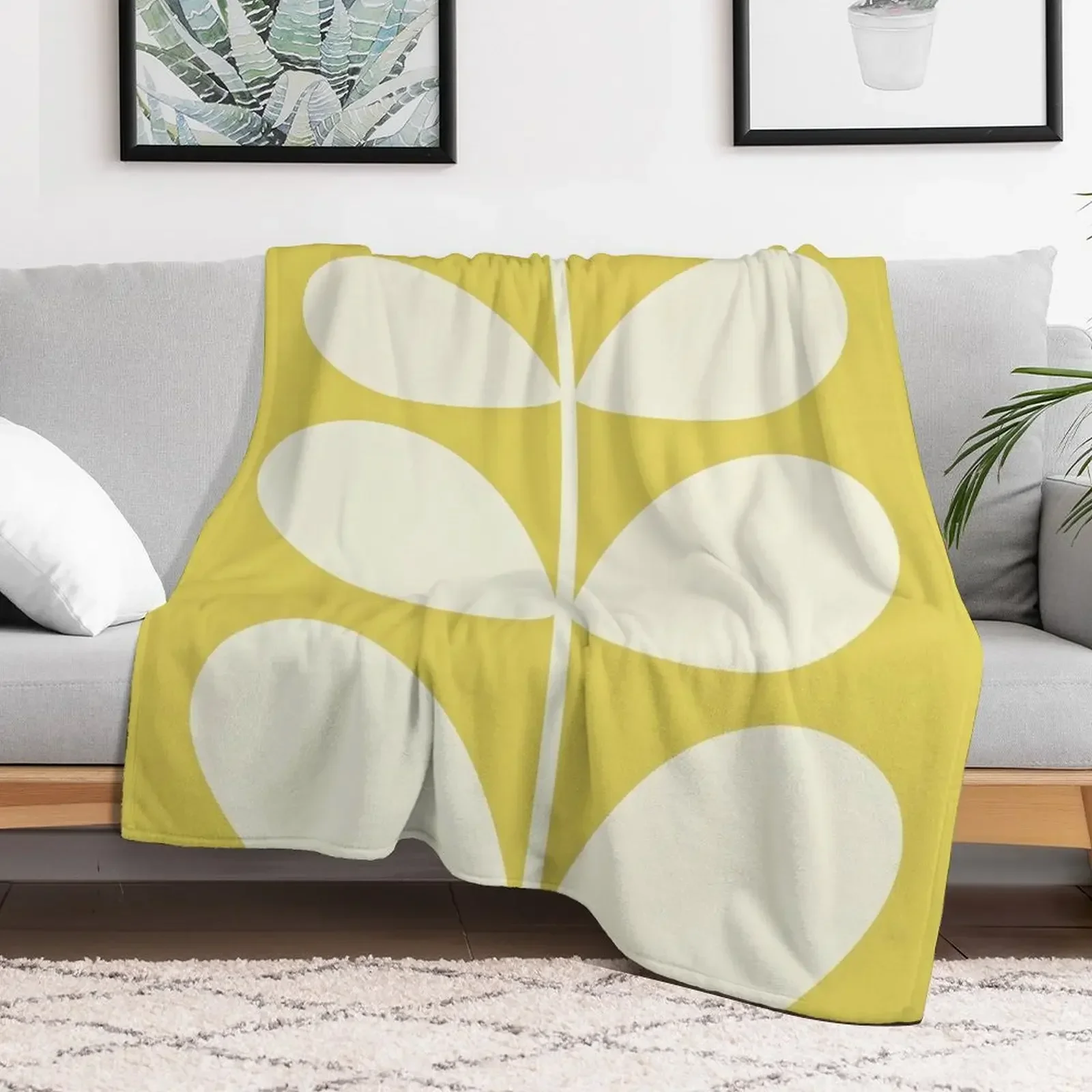 

Orla Kiely Multi Stem Dark Yellow Throw Blanket For Decorative Sofa Summer Beddings Soft Beds Blankets