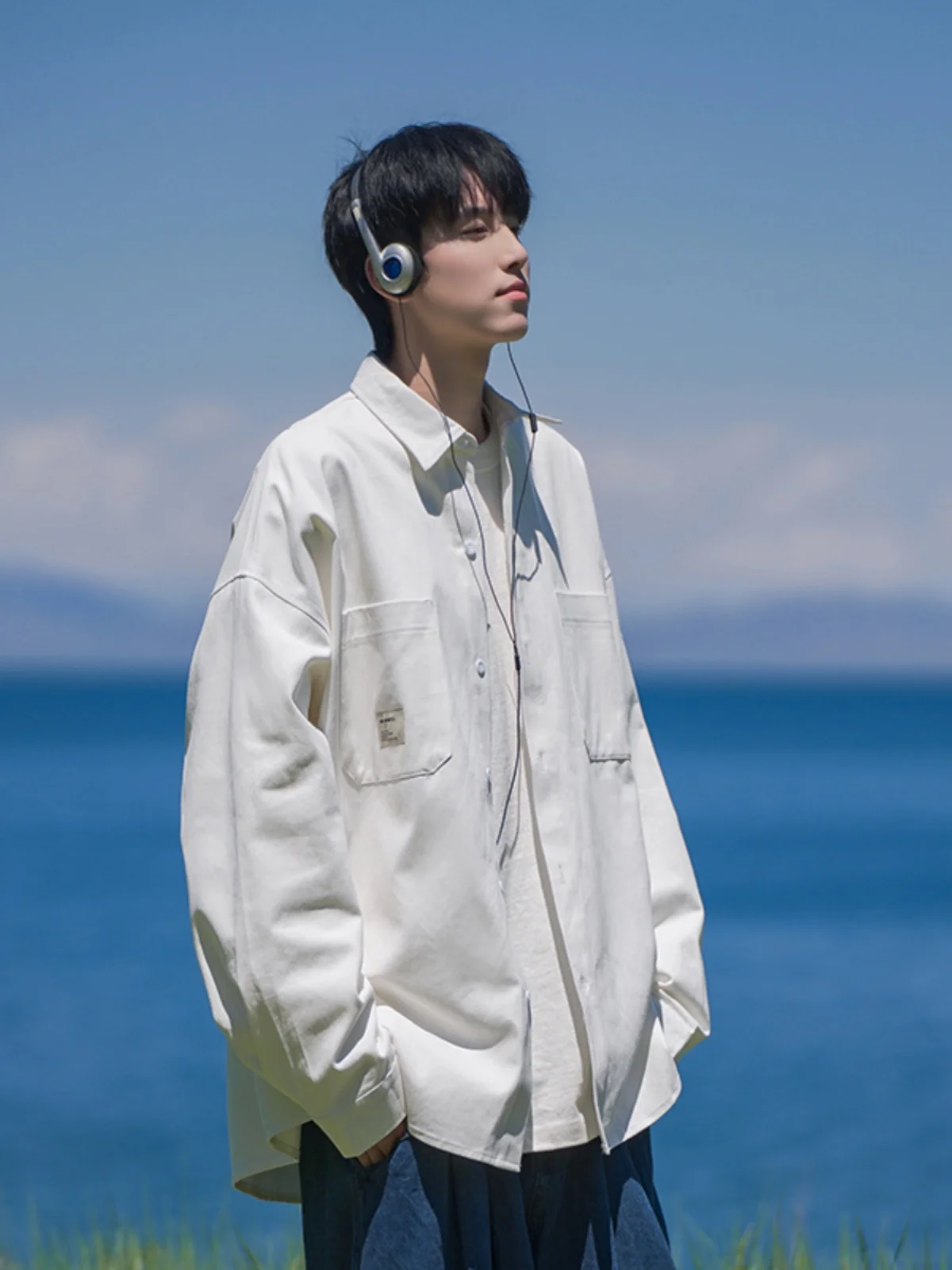 

American Sle Long Sve Workwear irt Men's Spring Autumn Cleanfit Jaet Japanese Sle Youthful Faionable Casual irt