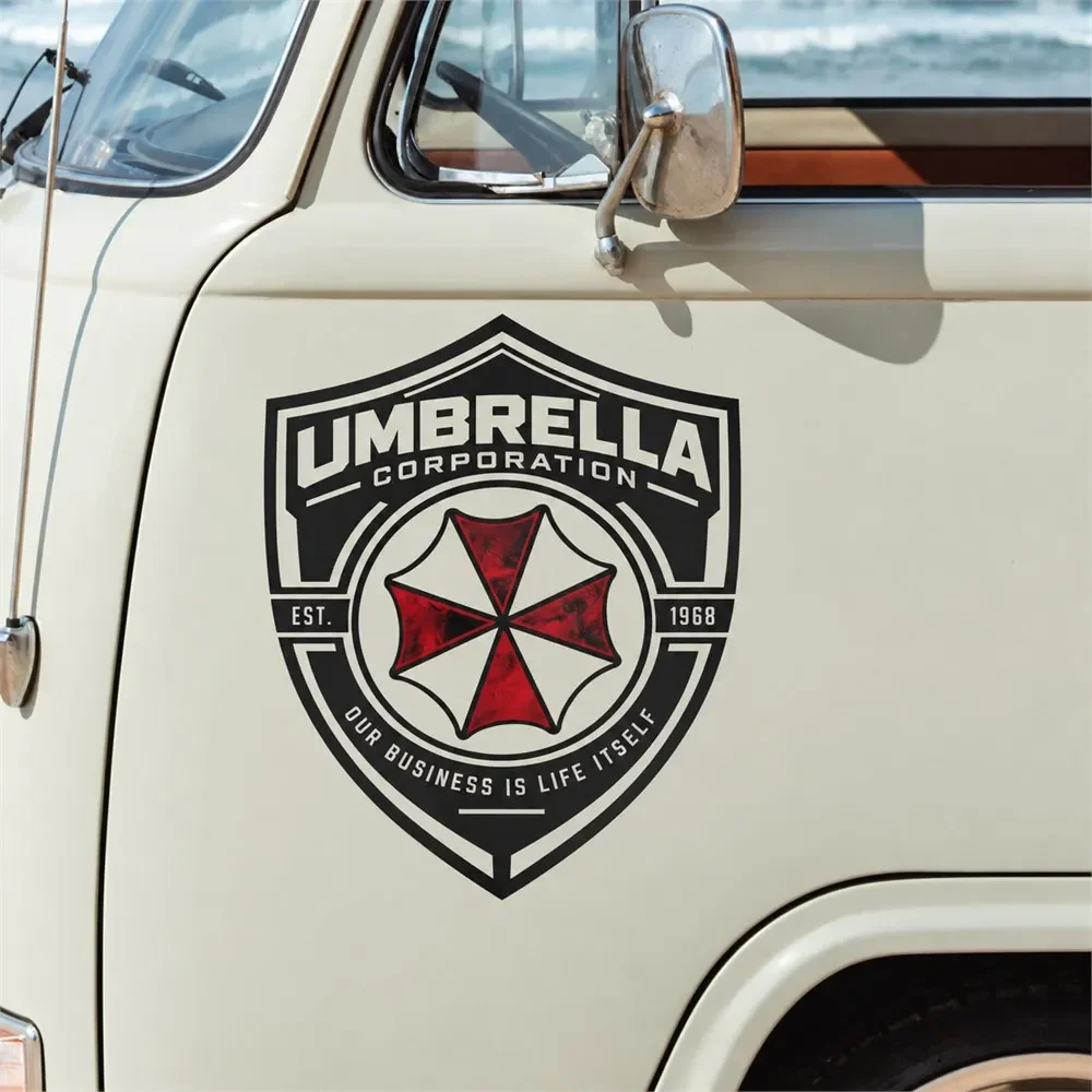 Personalized Umbrella Shield Die Cut Vinyl Stickers Car Door Decals for SUV Camper Auto Decor Accessories