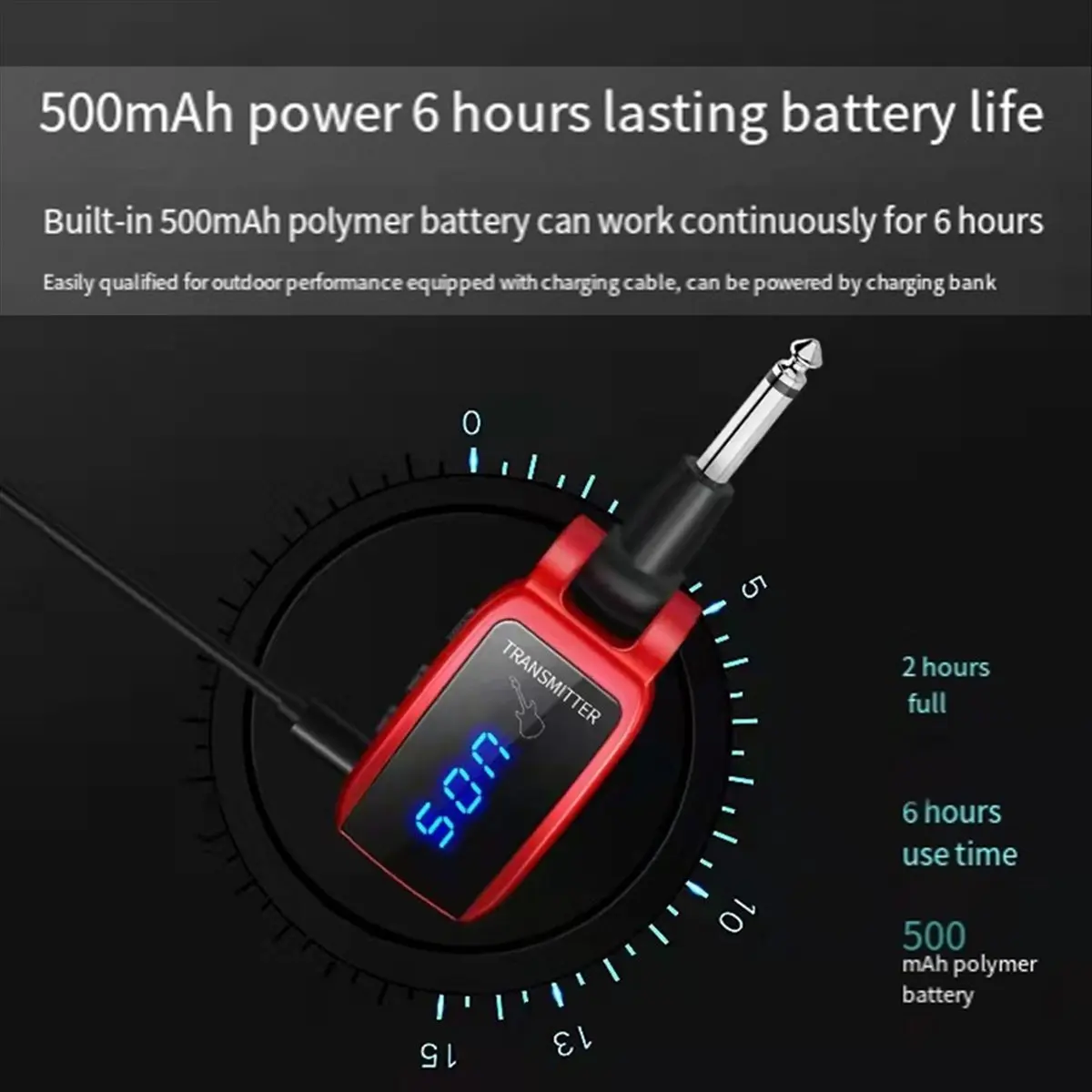 

Беспроводная гитарная система ABXI с перезаряжаемым LED-экраном, UHF беспроводной передатчик и приемник для электрогитары, черный