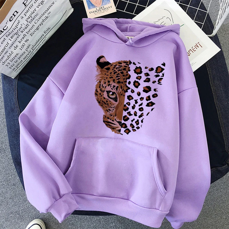 Unisex Leopard Tiger Animal Print Kangaroo Pocket children Hoodies Women Funny Graphic Sweatshirts Autunm Winter Hoody Clothing