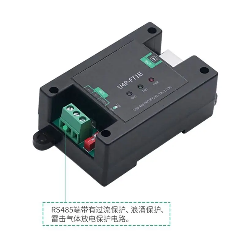Módulo conversor de porta serial A60F com interface DB9 macho/USB-B de trilho guia