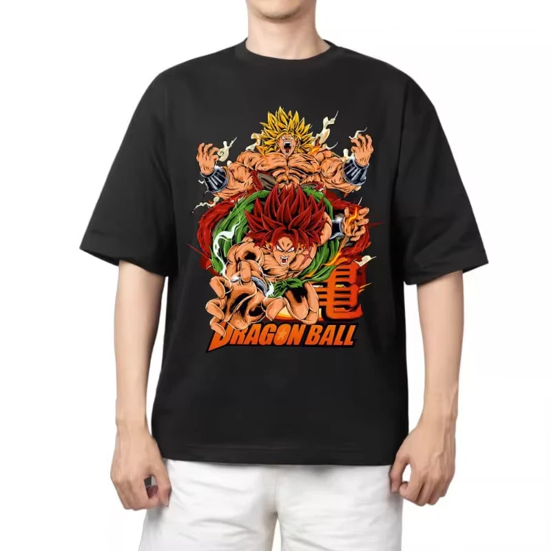 

Dragon Ball Pattern Printed T-shirt Men's American Retro Small Neckline Loose Large Size Versatile Short-sleeved T-shirt Clothes