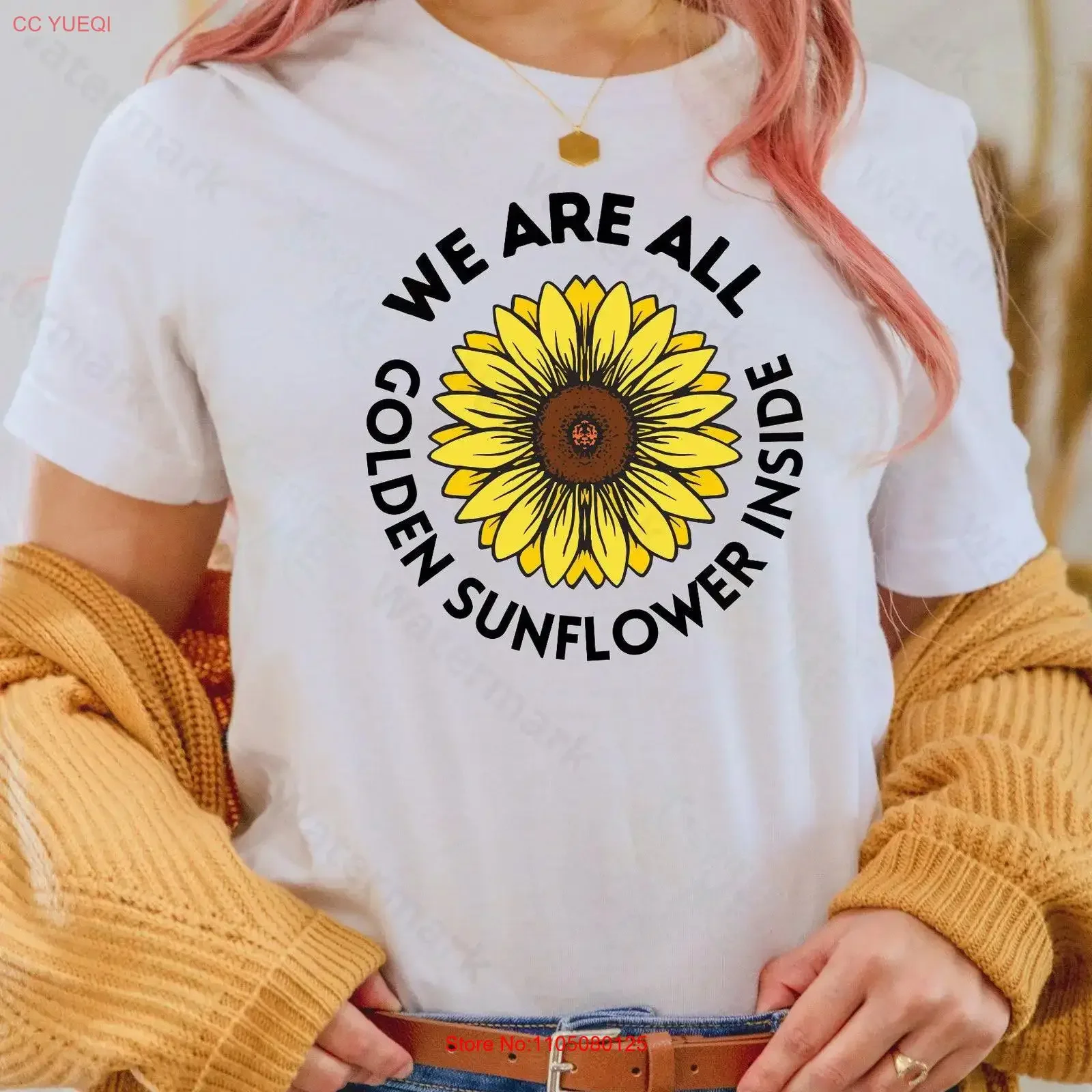We are all golden sunflower inside lover Inspires by Inspirational saying Jersey T Shirt vintage Washed streetwear Soft