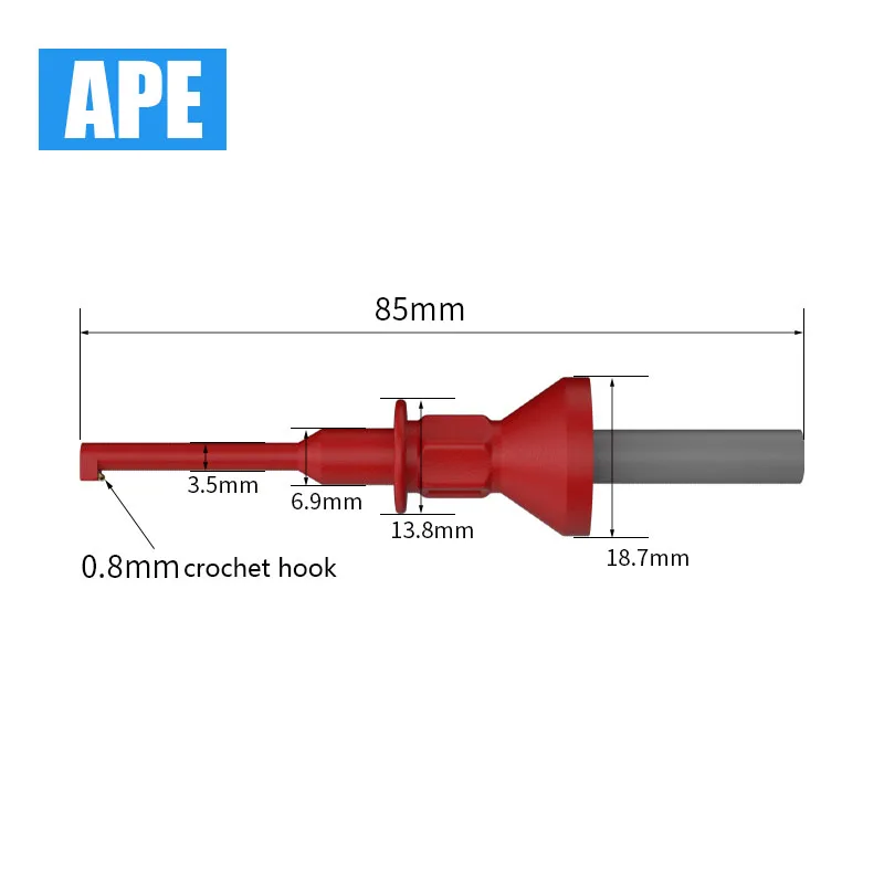 Multimeter Probe Hook, 4mm Threaded Socket, Smd Ic Clamp, Damage Test Spring, Gilding Suitable for Test Lead, 4mm Interface