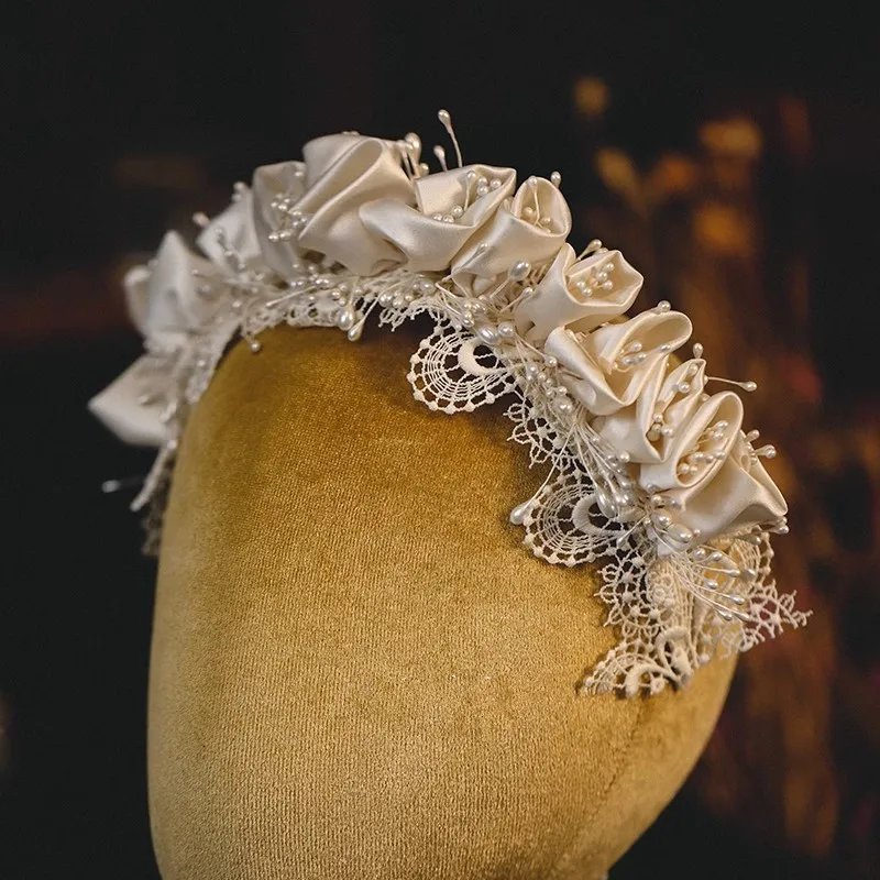 CC Flower Hairbands Wedding Accessories Women Hairwear Bridal Dress Engagement Hair Ornaments Satin Elegant Headbands Gift AN423