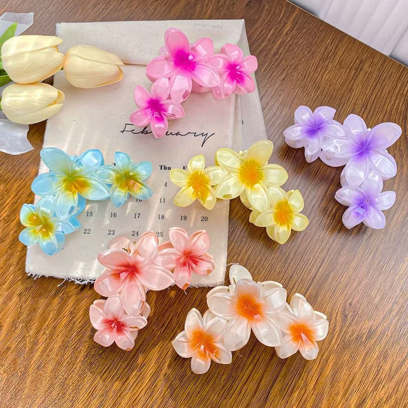 

Fashion Gradient Egg Flower Hair Claws Clip Women Girls Sweet Crab Clamp Hairpins Summer Beach Headwear Hair Accessories