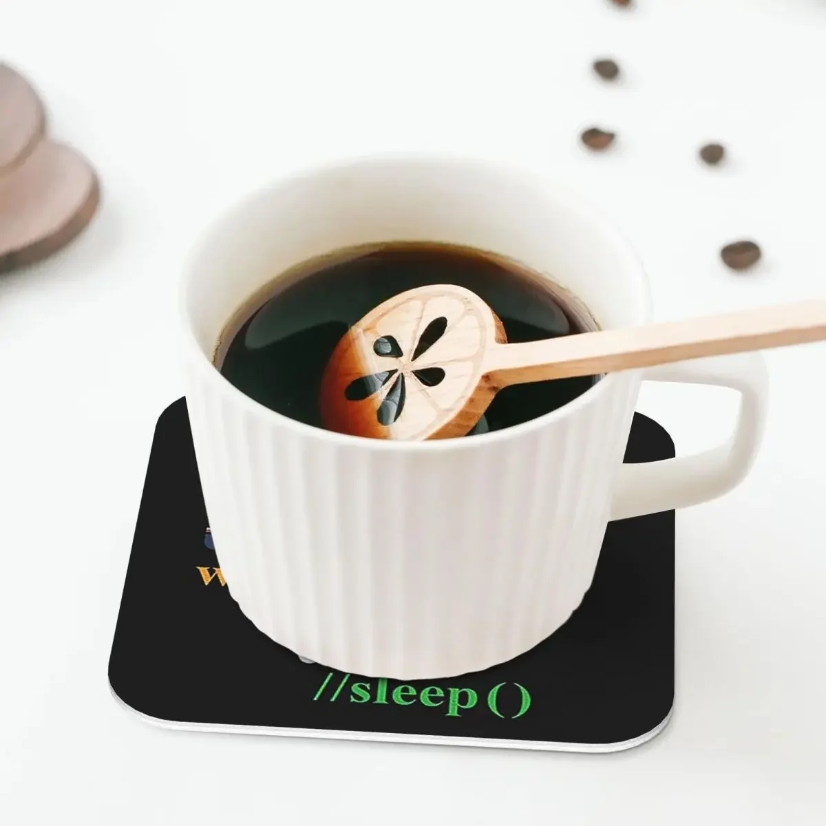 While !Dead Code Eat Sleep - Programming Jokes Coasters Kitchen Placemats Cup Coffee Mats For Decor Home Tableware Pads Set of 4