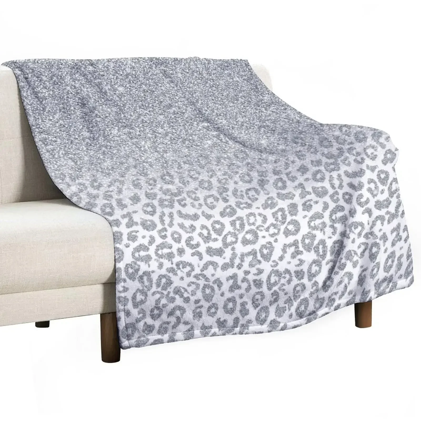 

Leopard Print Silver Glitter Ombre Design Throw Blanket Decorative Throw Winter beds Polar Blankets