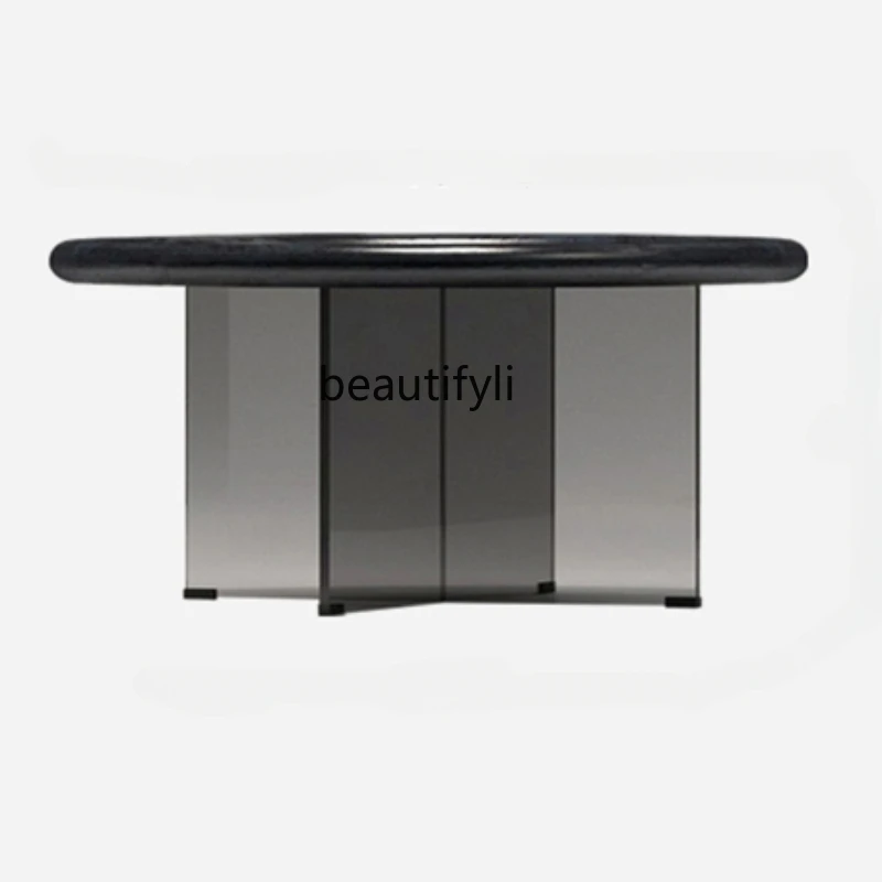 

Designer Creative Living Room Simple Small Coffee Table Tempered Glass Small Apartment Light Luxury Home round Tea Table