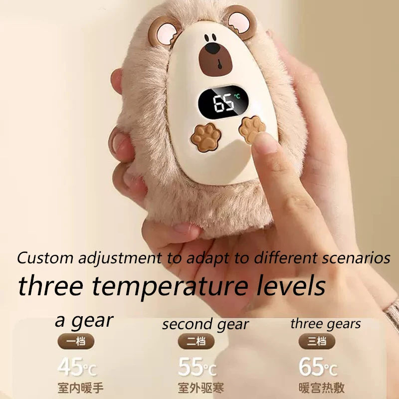 J Plüsch-Handwärmer, praktisch, 3 Temperatureinstellungen, wiederverwendbar, leicht, Taschen-Handwärmer, Winter, für Zuhause, Büro, Jungen und Mädchen