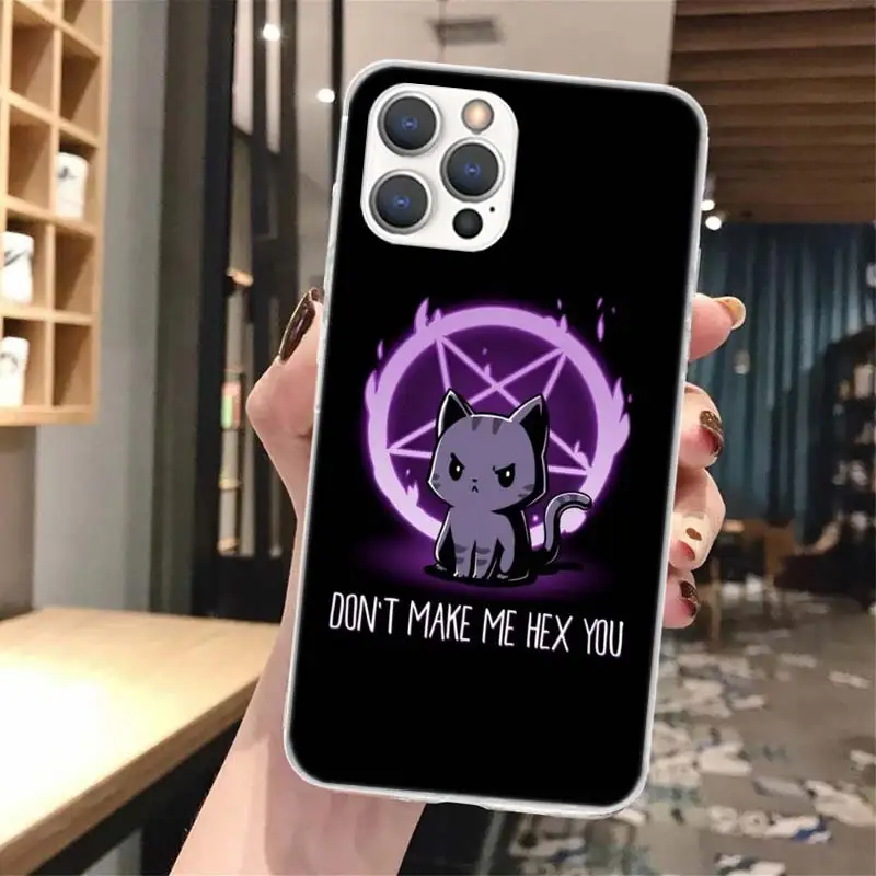 Cute Hell Hail Satan Evil Cat Soft Phone Case For iPhone 16 15 14 13 12 11 Pro Max X XR XS 7 Plus 8 + SE 2020 Pattern Customized