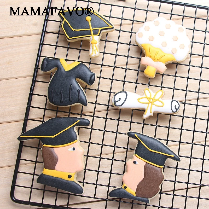 Creative Graduation Season Baccalaureate Hat Diploma Male Doctorate Stainless Steel Cutter Set Fondant Cake Decoration Tool H910