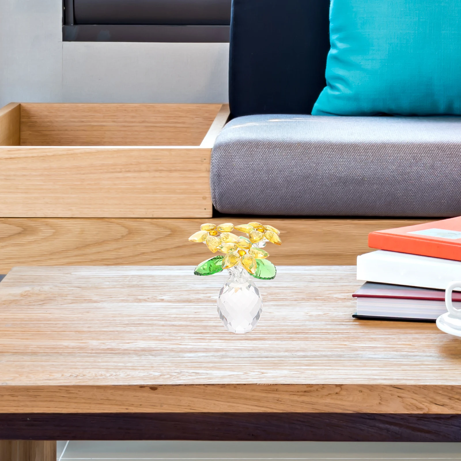 

Crystal Vase Decor Craft Desktop Flower Scene Adornment Decorative Figurine Dining Room Table