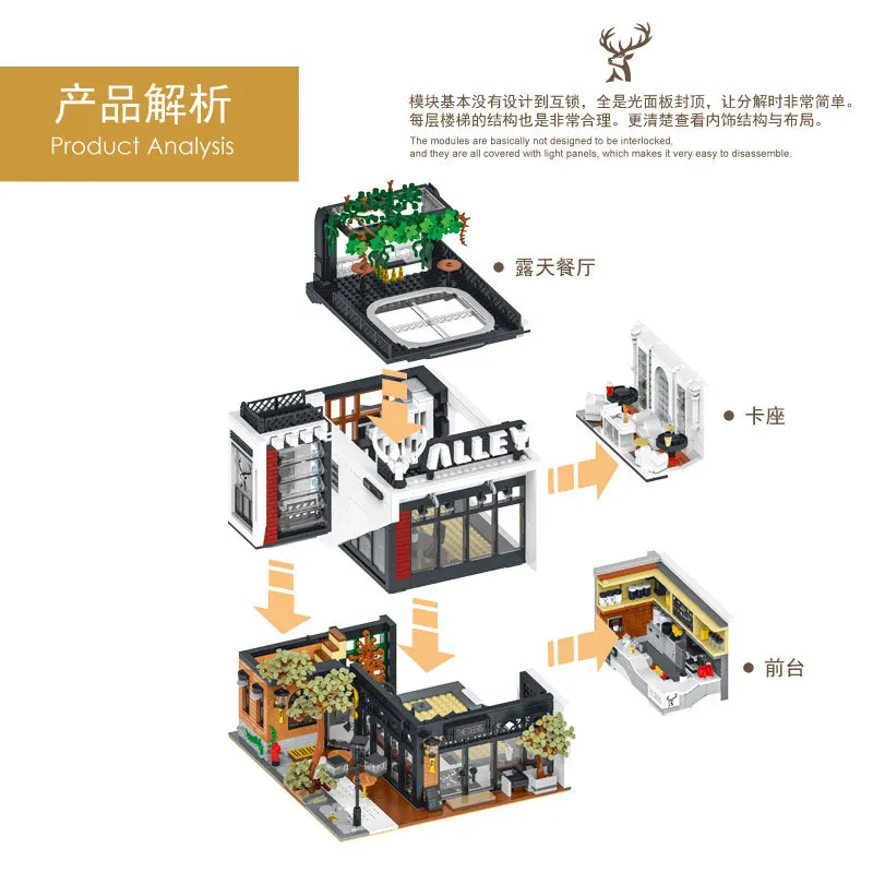 XMork 10208 Milk Tea Shop Model City Modular Street View Series giocattoli creativi fai da te Building Blocks regalo per ragazzi 3423 pezzi