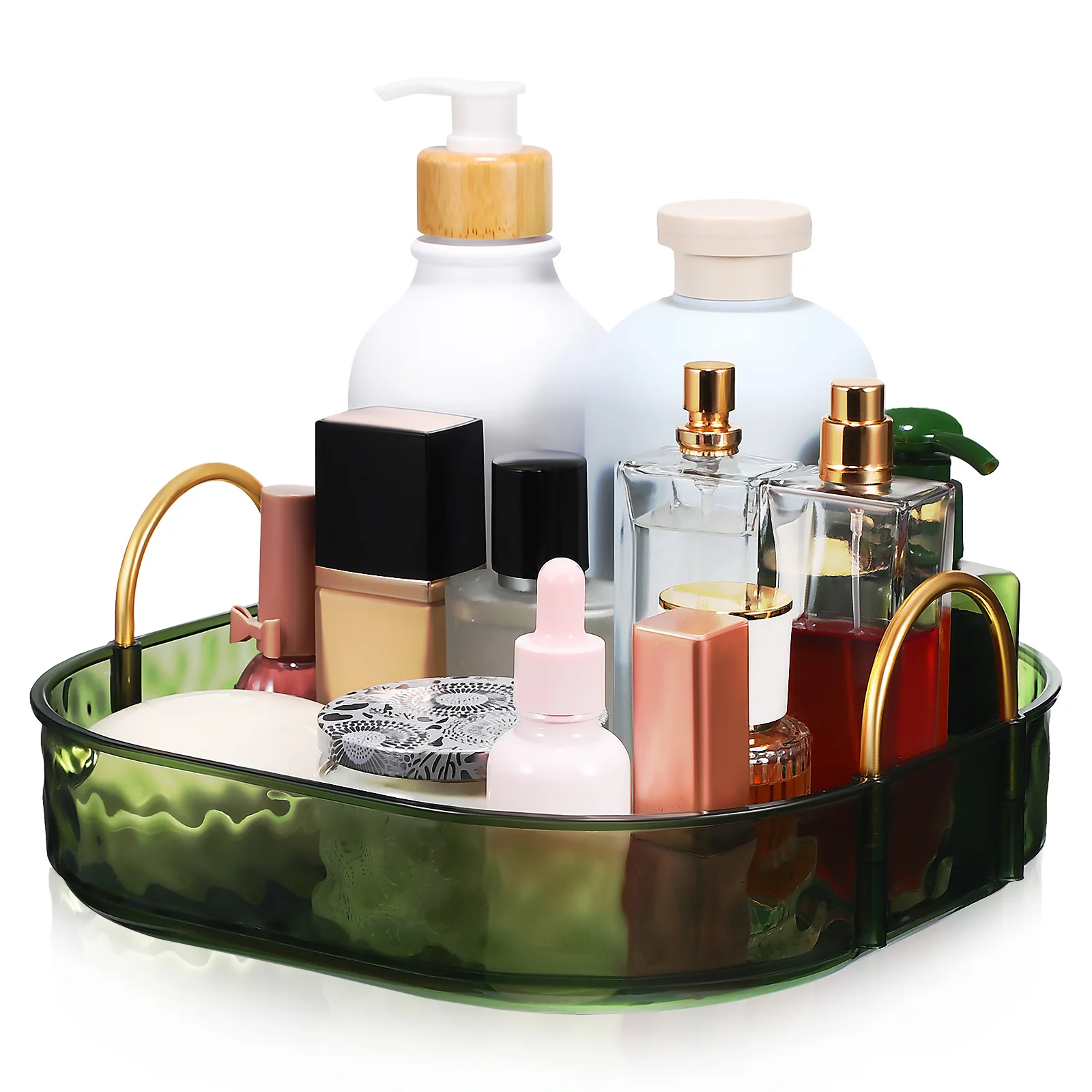 

Cosmetics Skincare Organizers 360 Rotating Storage Tray Vanity Desk Makeup Elegant Perfume Dresser