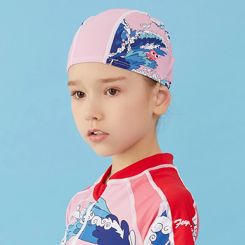 Bonnet de piscine en tissu élastique pour bébés filles, bonnet de bain en nylon, imprimé de fleurs, sports nautiques, enfants de 3 à 12 ans