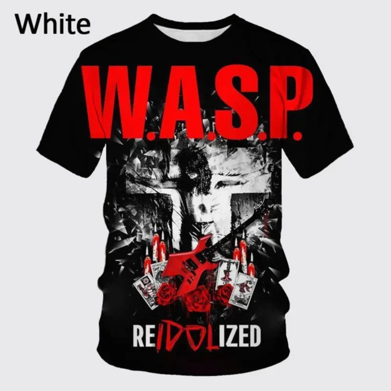 Y2K Clothing New Style W.A.S.P. 3D Print T Shirt for Men Women Summer Hip-hop Unisex Casual T-shirt Harajuku Round Neck Top Tee