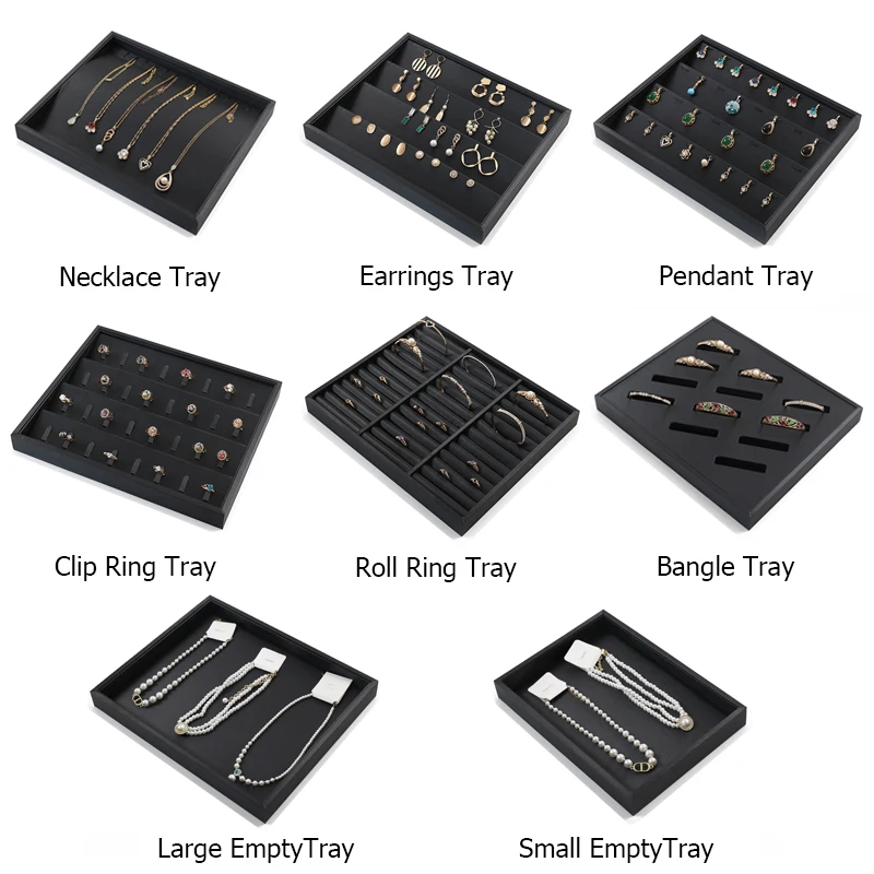 Elegant Black White Leatherette Jewelry Ring Display Drawer Tray Pendant Necklace Earring Storage Holder Organizer Shop Showcase