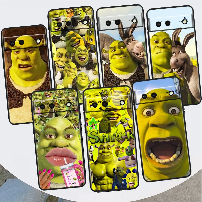 S-Shreks Cartoon Funny For Google Pixel 8 7A 7 6A 6 5A 5 4 4A XL 5G Black Silicon Shockproof Shell Funda Phone Case