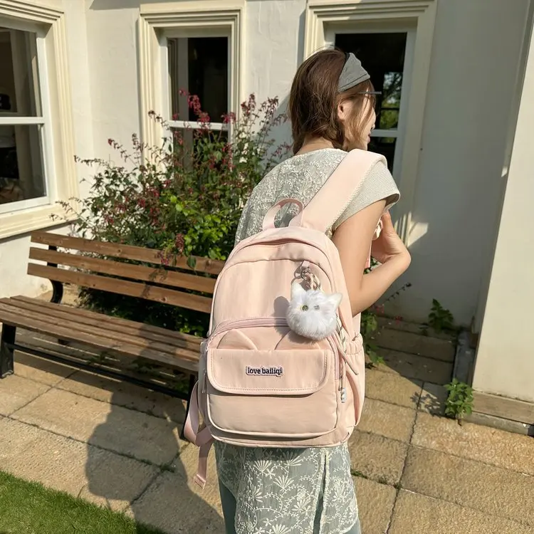 Cute  Ear Cartoon Backpack Soft Girl Style for Elementary And Middle School Students Waterproof Nylon Business Commuter Style