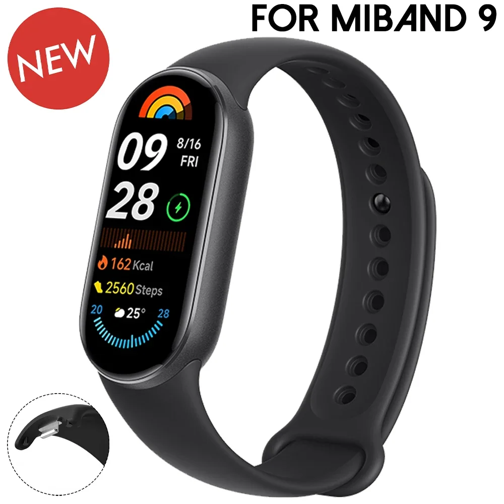 Pulsera de silicona para Xiaomi Mi Band, correa de goma deportiva para reloj inteligente Mi Band 9, 8, accesorios NFC