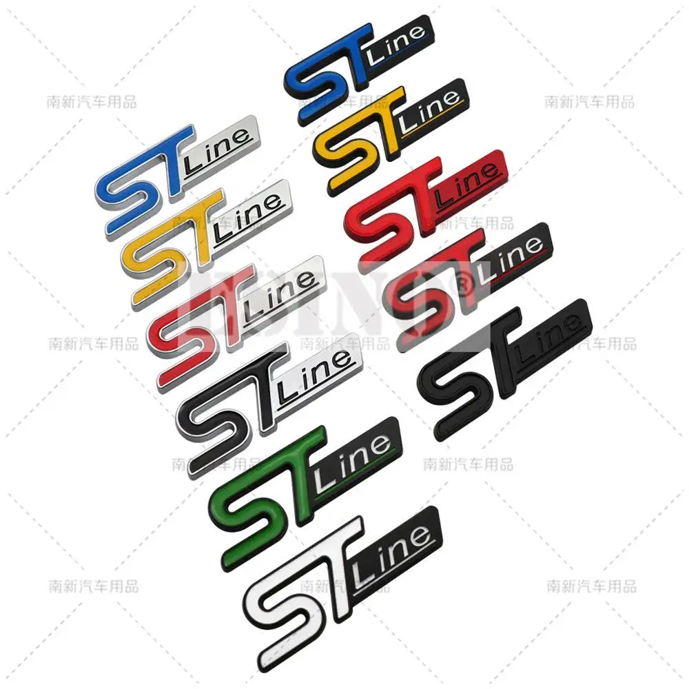 

3D-эмблема ST Line для багажника автомобиля, металлический значок, клейкая наклейка, аксессуар для задней части кузова Ford Focus Fiesta Edge