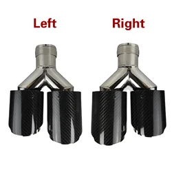 1 Pcs Universal Car Carbon Fibre Tail Throat Length Burnishing Y-Shaped Double Out Twill Glossy Exhaust Muffler Tip