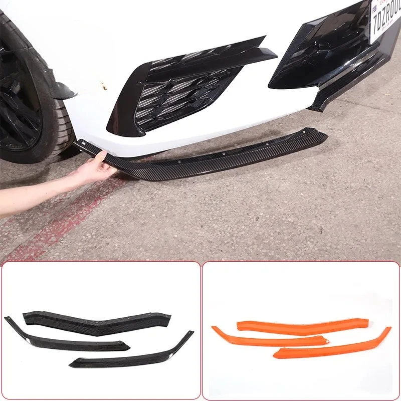 ABS Carbon fiber For Chevrolet Corvette C8 20-23 Car Exterior Front Bumper Lip Spoiler Cover Trim (not suitable for Z06 version)