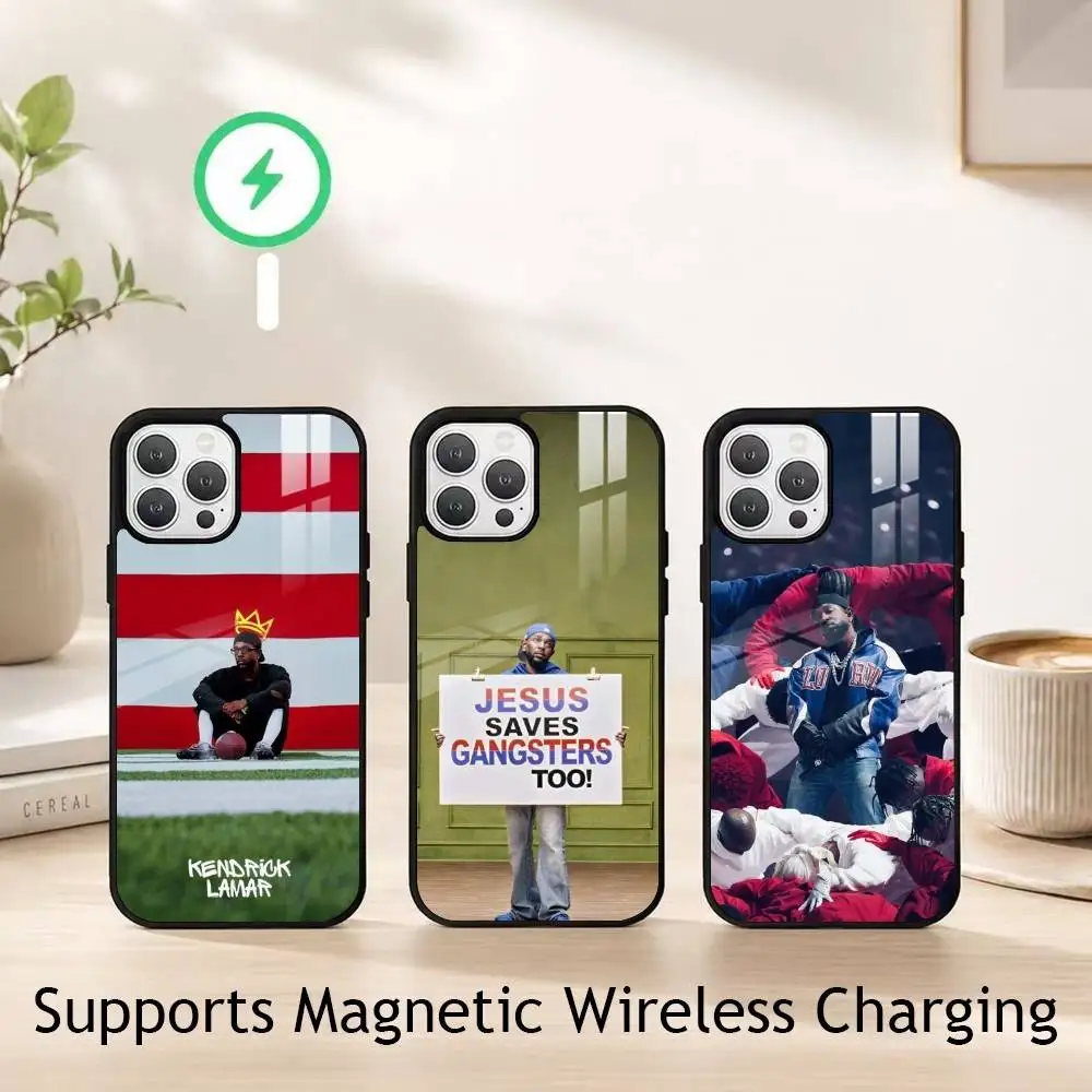

R-Rapper K-Kendrick Lamar Phone Case For iPhone17,16,15,14,13,12,11 Plus,Pro Compatible with magnetic wireless charging