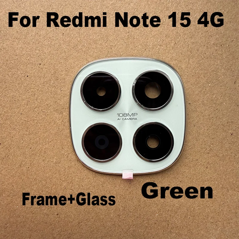 New For Xiaomi Redmi Note 15 4G Back Camera Lens Glass Rear Camera With Frame Glue Sticker Adhesive Replacement