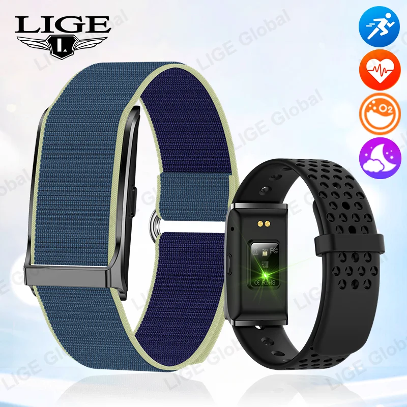 

LIGE без экрана, спортивный смарт-браслет для Android IOS, мужской фитнес-браслет с пульсометром, напоминанием о вызове, женский ремешок для умных часов