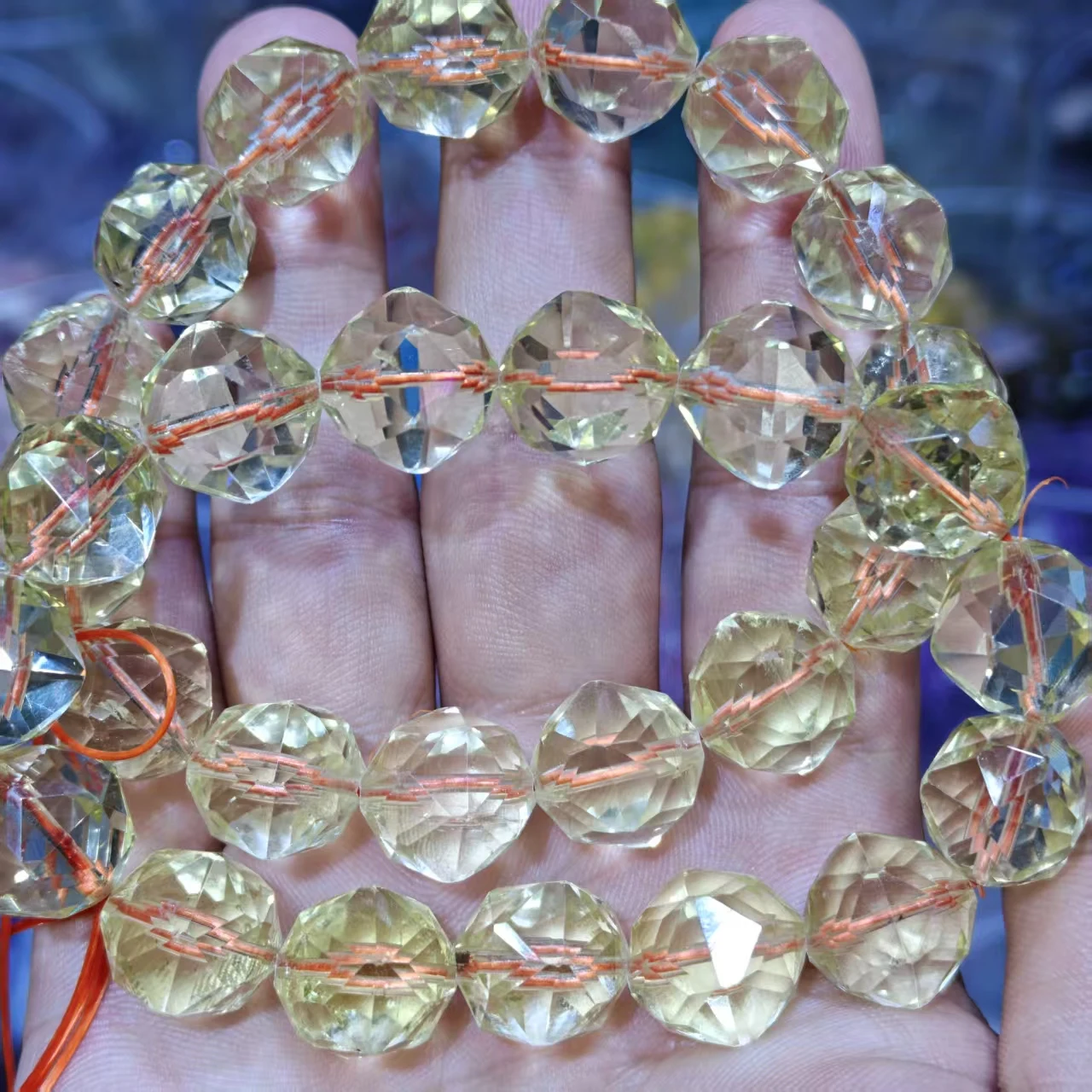 Xingyu Natürliche AAA Brasilianische Citrin Unregelmäßige Diamantgeschliffene Glatte Runde Lose Armbandperlen für Schmuckherstellung und Design – Detail 5