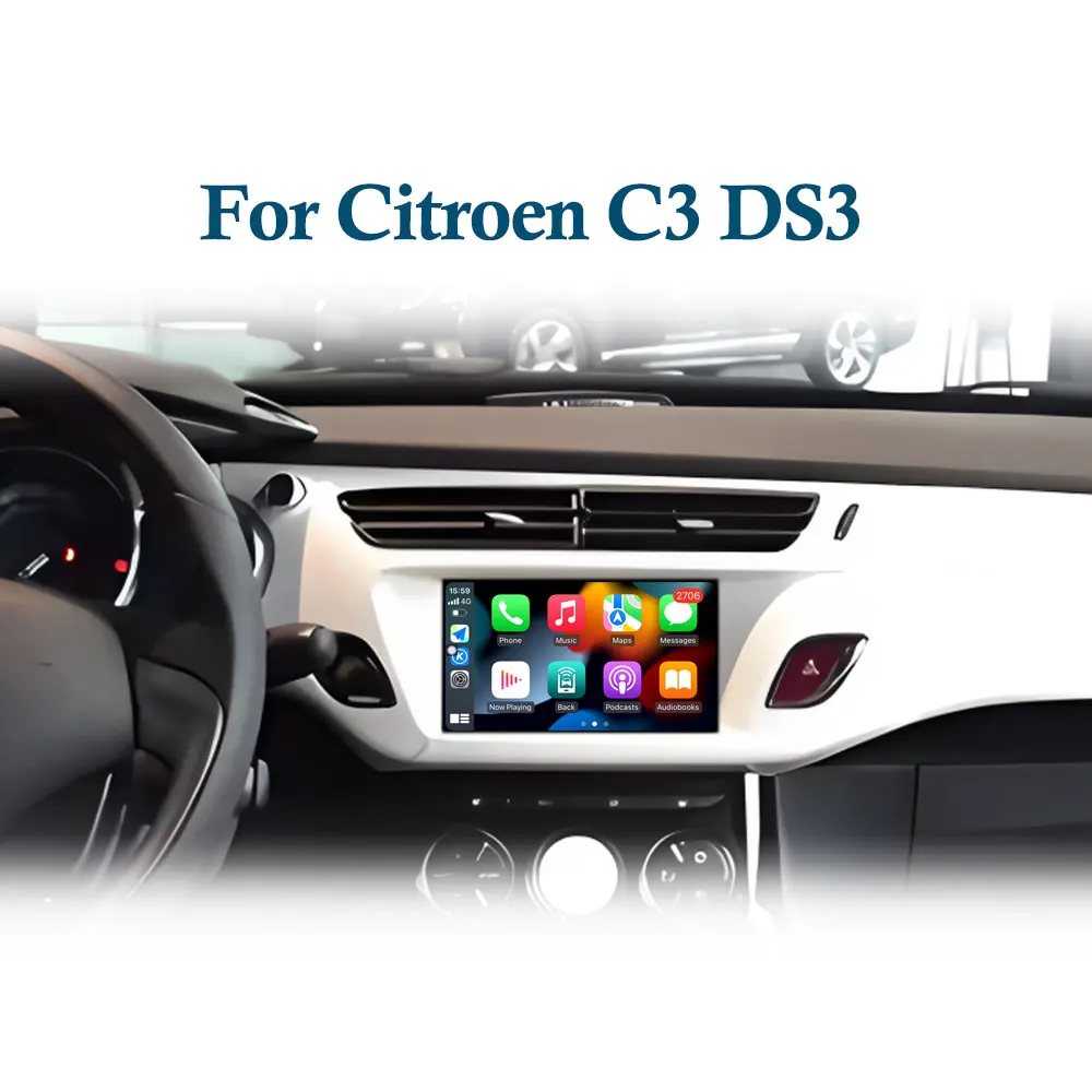 7 "Android Auto Voor Citroen C3 DS3 Autoradio Multimedia Speler Monitor Stereo Navigatie GPS BT Draadloze Carplay Touchscreen - afbeelding 2