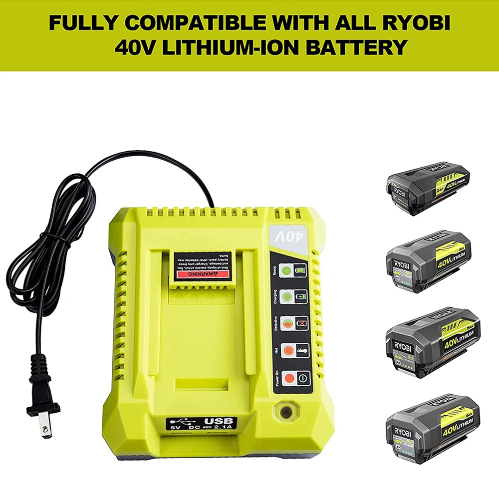 Carregador de Bateria de Iões de Lítio para Ryobi 40v Bateria Li-ion Op4050a Op4015 Op4026 Op4030 Op4040 Op4050 Op400a Op403a Zrop401