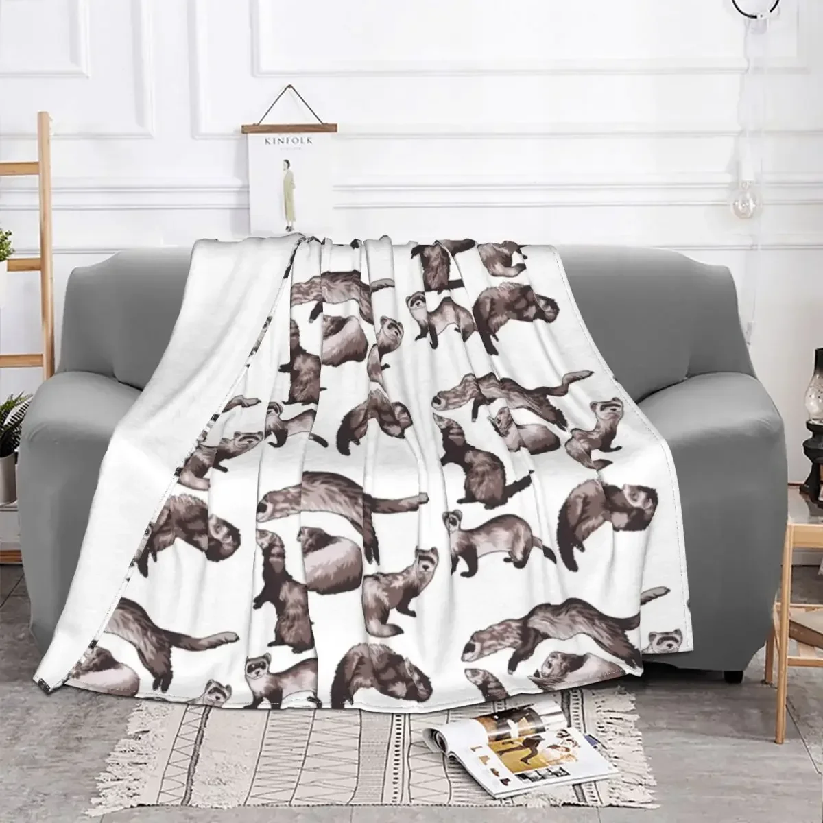 Ferret Wildlife Animal Blanket Flannel Decoration Rodent Weasel Super Soft Throw Blanket for Bedding Office Bedspread