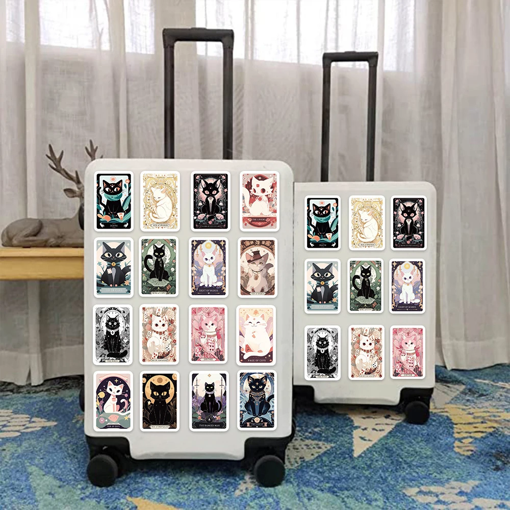 10/30/78pcs Vintage Cute Classic Cat Tarot Stickers Funny Decoration Laptop Suitcase Phone Scrapbook Stationery Sticker Kids Toy