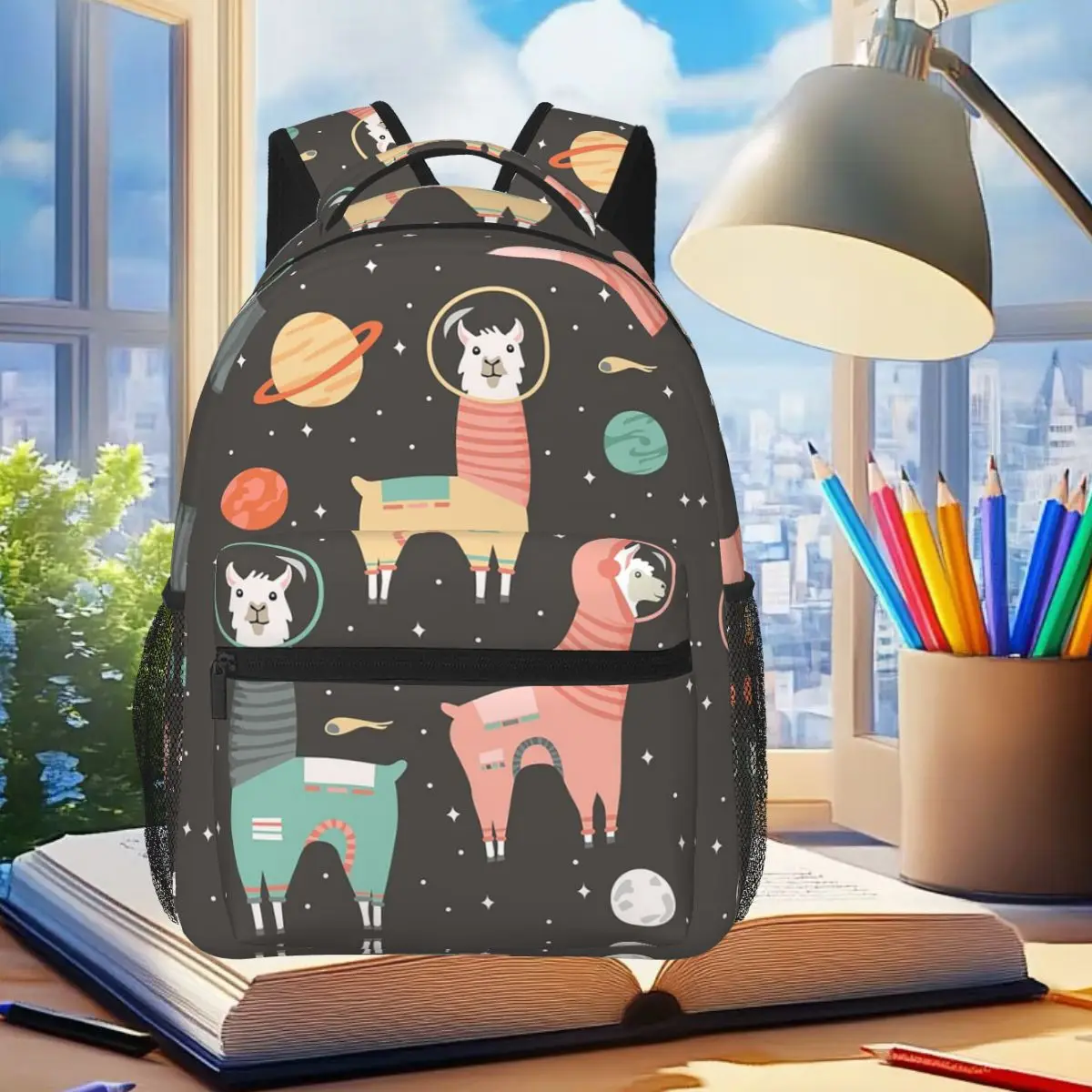 

Astronaut Llamas In Space Student Backpack School Bag Hiking Travel Daypack for Men Women Fashion Bookbag Shoulder Bags