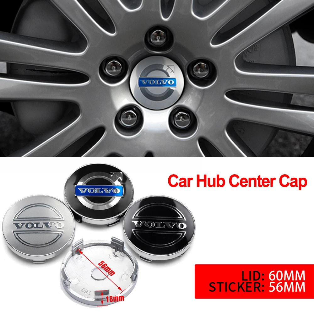 4pcs 56/60mm Car Wheel Center Hub Caps Cover Auto Emblem Car Accessories For Volvo S40 XC40 S60 S90 XC40 XC60 XC90 V40 V60 V50