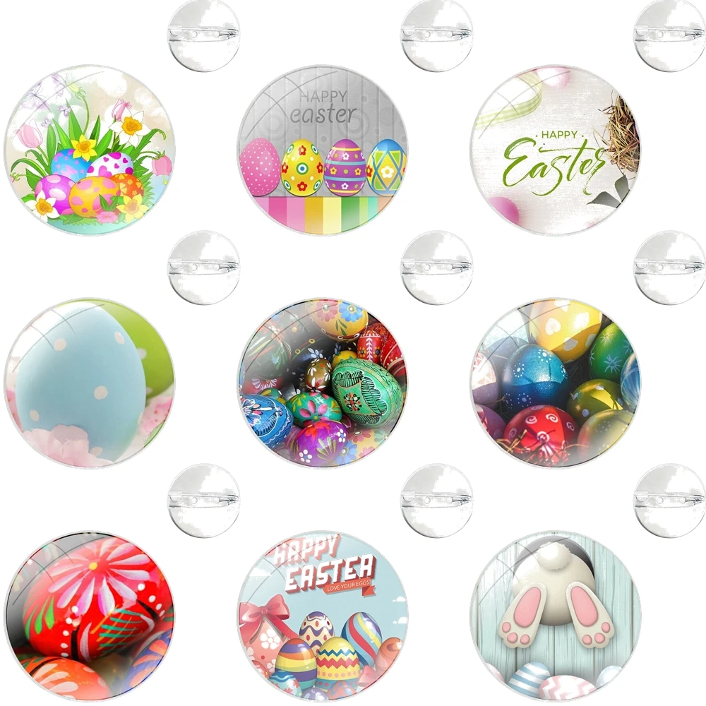 Egg Eggshell Painted Easter Pins Badge Metal Brooches For Clothes Backpack Decoration gift