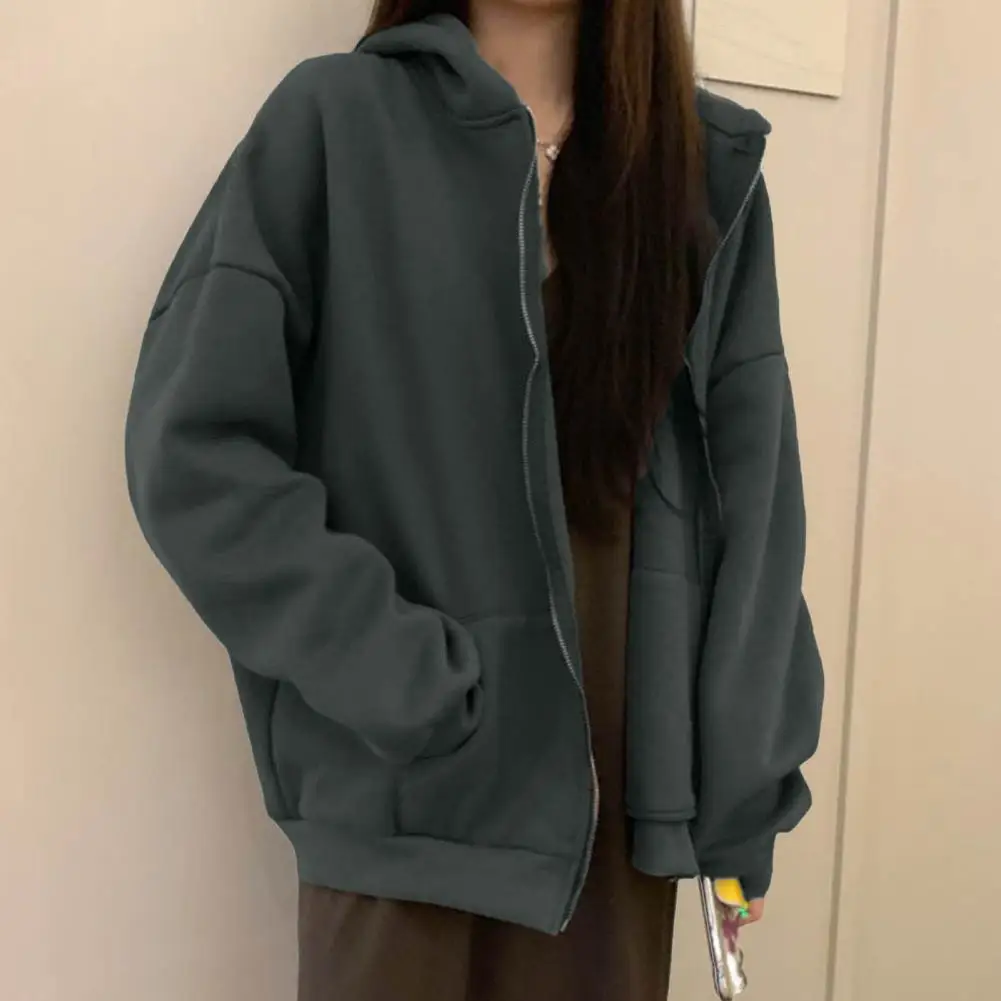 الشارع الشهير سميكة مقنعين هوديي المرأة خمر كم طويل التطريز فضفاض زمم هوديس الخريف زوجين البلوز سترة